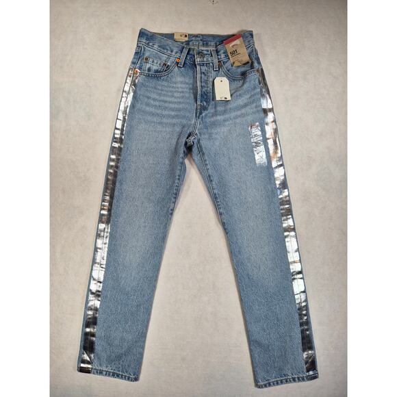 LEVI'S 501 Silver Shine Button Fly sz 25 x 30 - Picture 1 of 9
